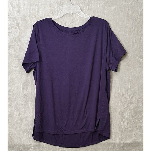 Athletic Works Top Womens XL (16-18) Purple Short Sleeves High Low Soft - Picture 1 of 15